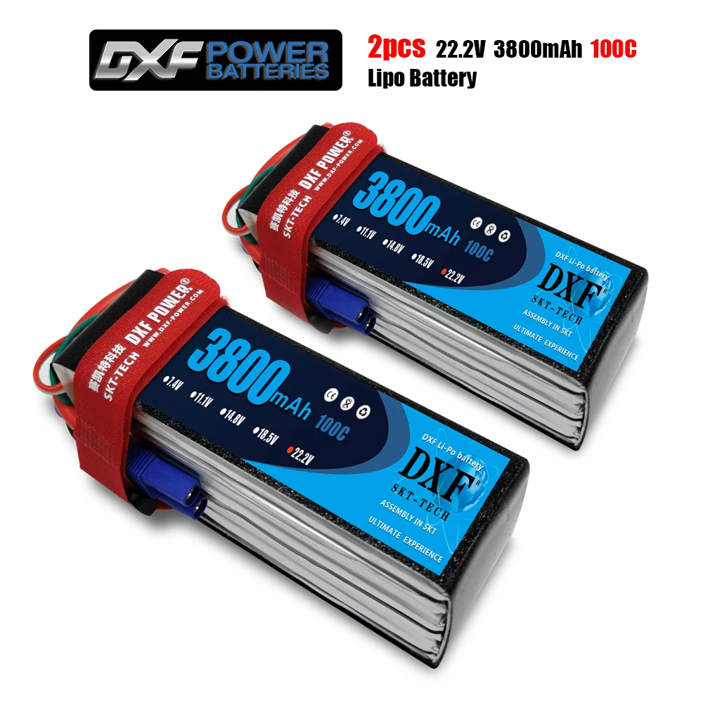 2PCS DXF 7.4V 11.1V 15.2V 14.8V 22.2V 2S 3S 4S 6S 3800mAh 5200Mah 6300Mah 6500mAh 6200mAh 6750mAh 8000mAh 7000mAh Lipo Batteries