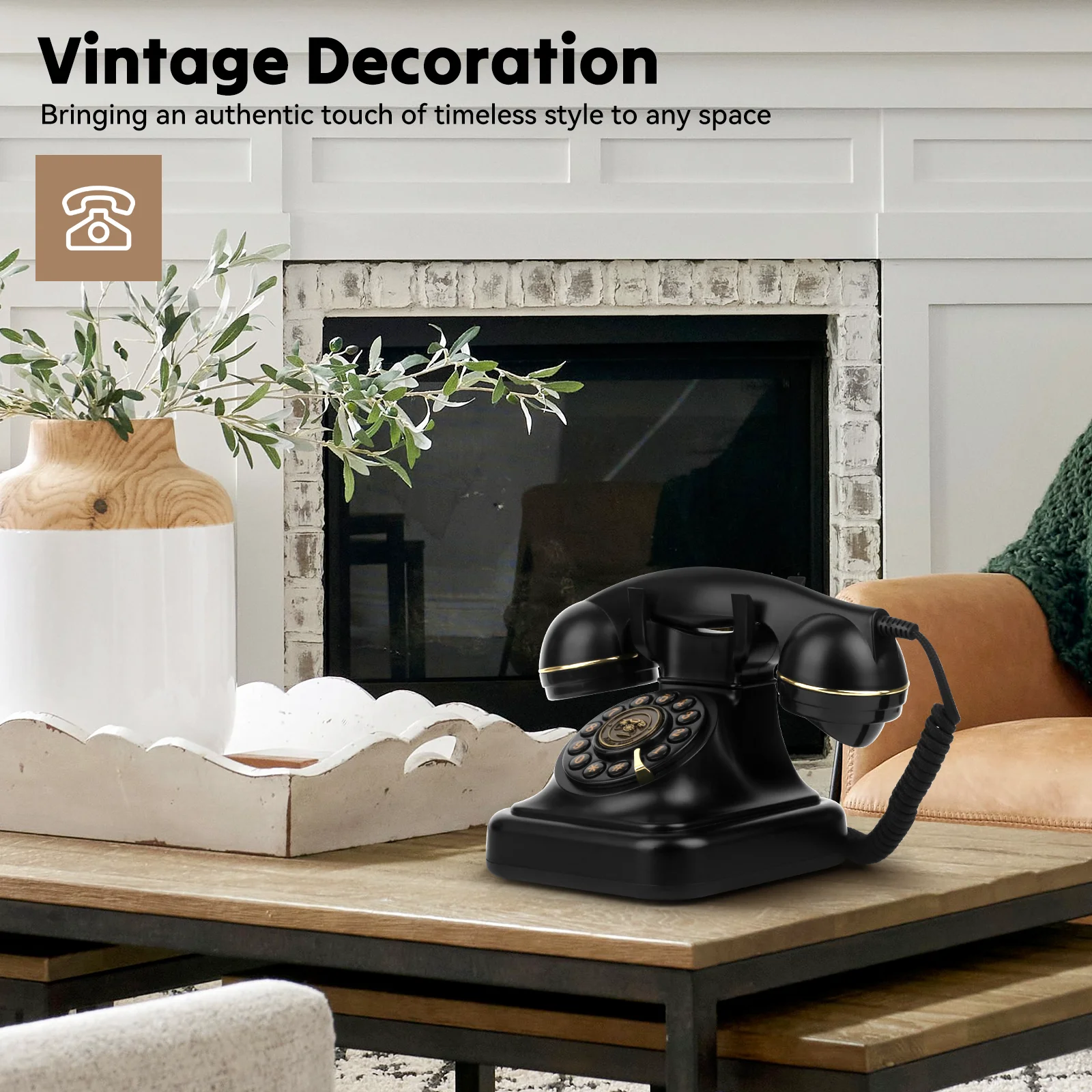 Стационарный телефон в стиле ретро с управлением звонком повторным набором