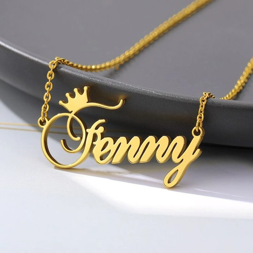 

New Custom Name Necklaces Stainless Steel Necklace for Woman Personalised Gold Chain Letter Pendant Choker Jewelry Collar Nombre