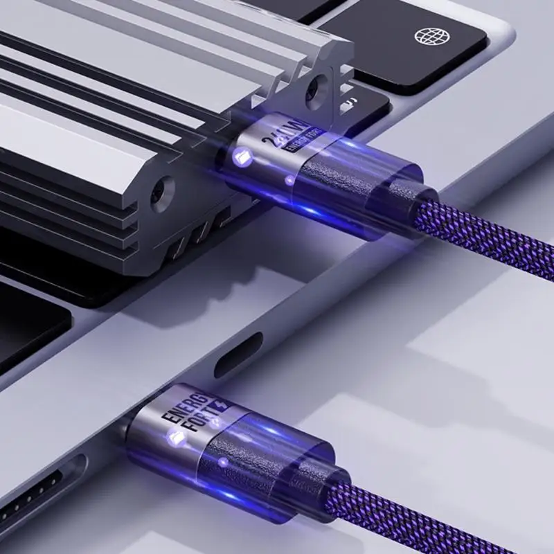 Фото 20CB FAST 240W Зарядный кабель подачи питания, линия данных с двойным типом C PD3.1 48 Мбит / с. №4