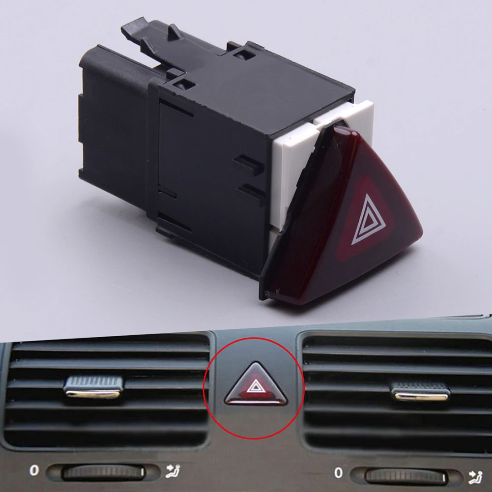 

4 Pin Dark Red Hazard Warning Flash Switch Button Fit For Volkswagon Golf MK5 1K0953509A 18G 953 509 Safety Warning Light Switch