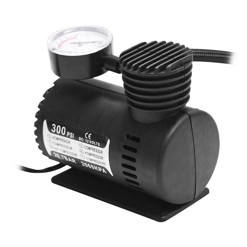 

300 PSI DC 12V автомобильный портативный мини-воздушный компрессор, электрический насос для накачки шин с манометром