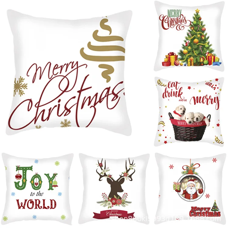 Рождественская тематика елка олень животные газета наволочка чехол для дивана