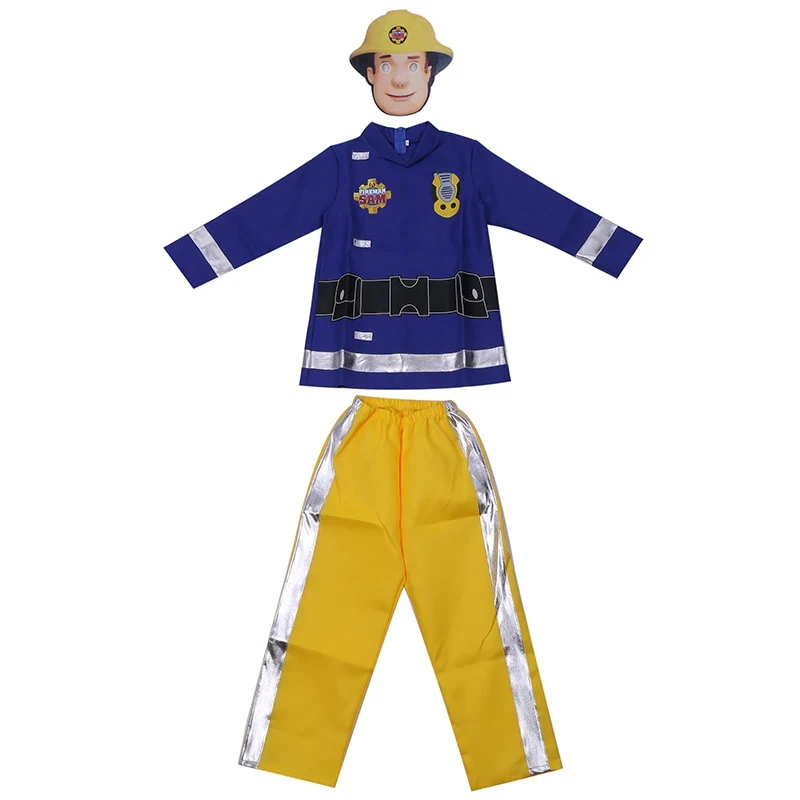 

The Fireman Sam Cosplay Costume with Mask Boys Girls Bodysuit Halloween Fancy Jumpsuits