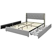 Costway Queen Bed Frame Mattress Foundation with 4 Storage Drawers Silver