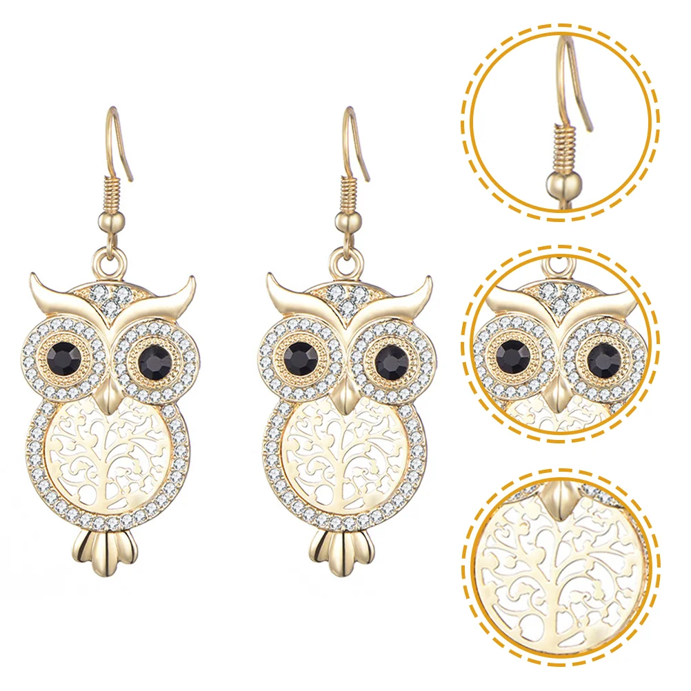 

Earringsowldrop Dangle Statement Fashion Prom Dream Catcher Bling Rhinestone Fun Jewelry Animal Bohemia Birthstone Cat Silver