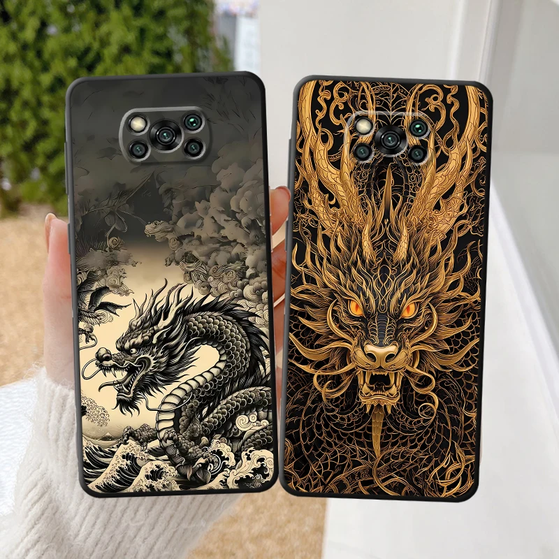 Фото Чехол для Xiaomi Poco F8 X3 X4 X5 X7 Pro F1 M3 M4 M7 Pro C61 M5 C50 C75 C71 F3, чехол для телефона с изображением дракона №3