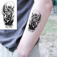 wolf tattoo stickers moon forest patterns for women men kids fake tattoos temporary body makeup waterproof art