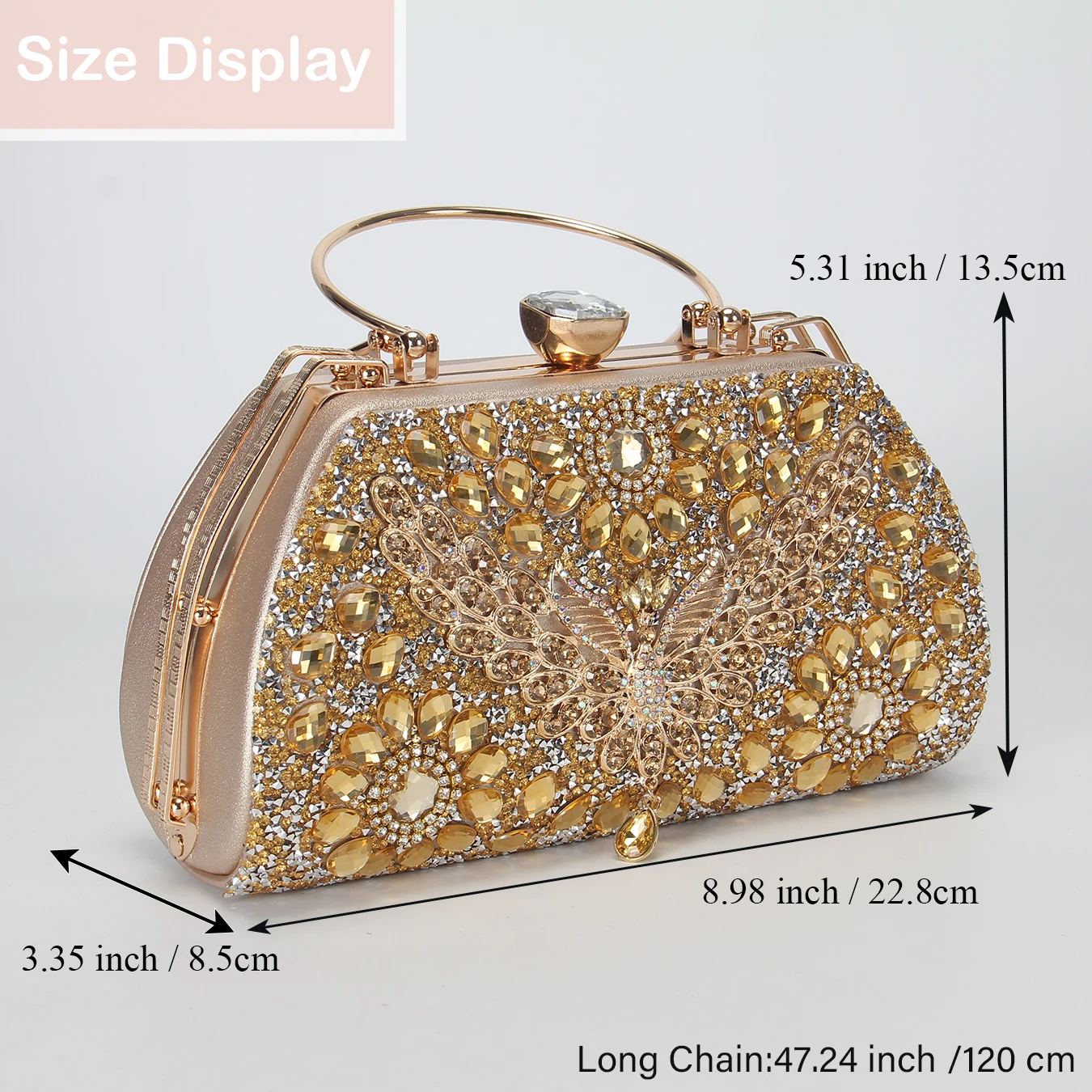 Роскошная вечерняя сумочка с бриллиантами свадебный клатч дизайном бабочки со