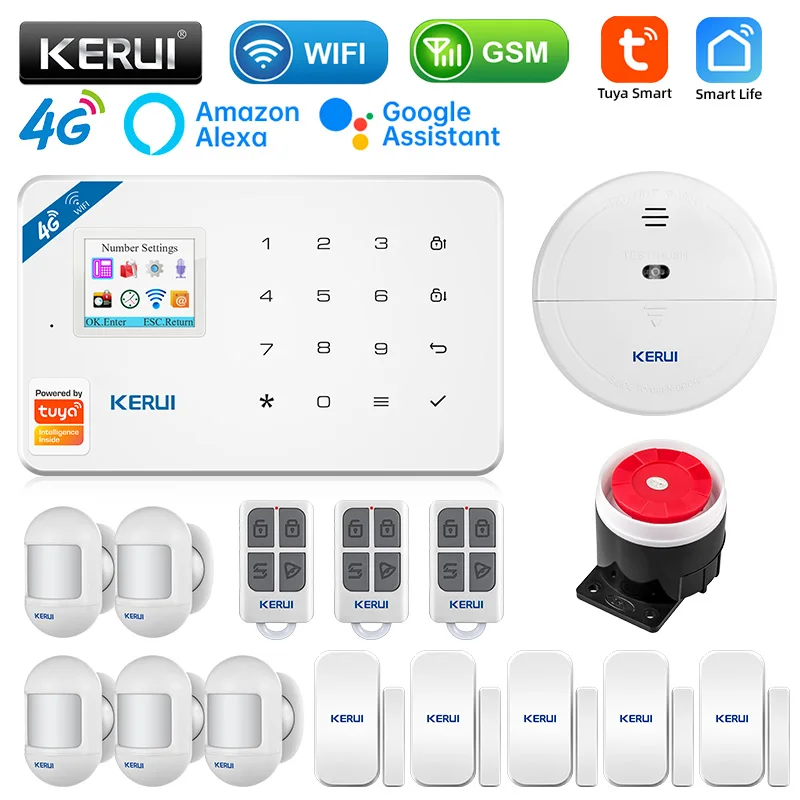 

KERUI W184 GSM 4G WIFI Security Protection Tuya APP Smart Home Alarms Anti Theft Security Alarm Alarm System Kit 6 Languages