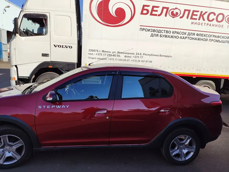 Ветровики Вингуру Renault Logan II 2014-седан плетение лента 4 шт. материал литьевое формование поликарбонат afv55414 on.