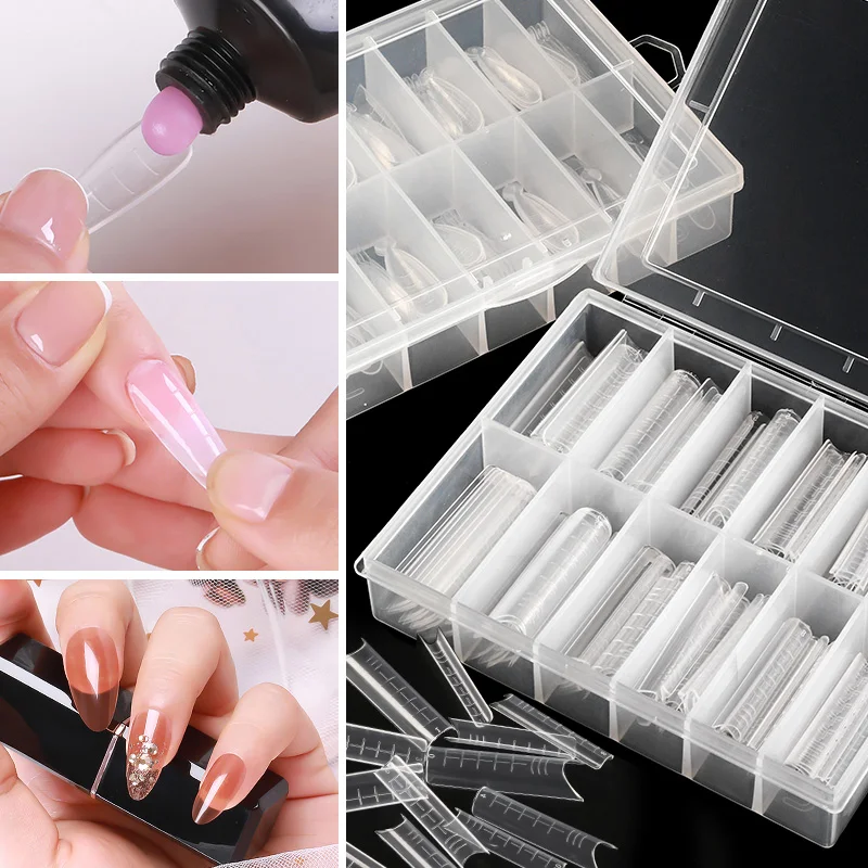 

240pcs Dual Forms Nails Poly Building Gel Mold Nail Form Extension Builder UV Gel Fake Tips Manicure Mold Nail False Tips Tool