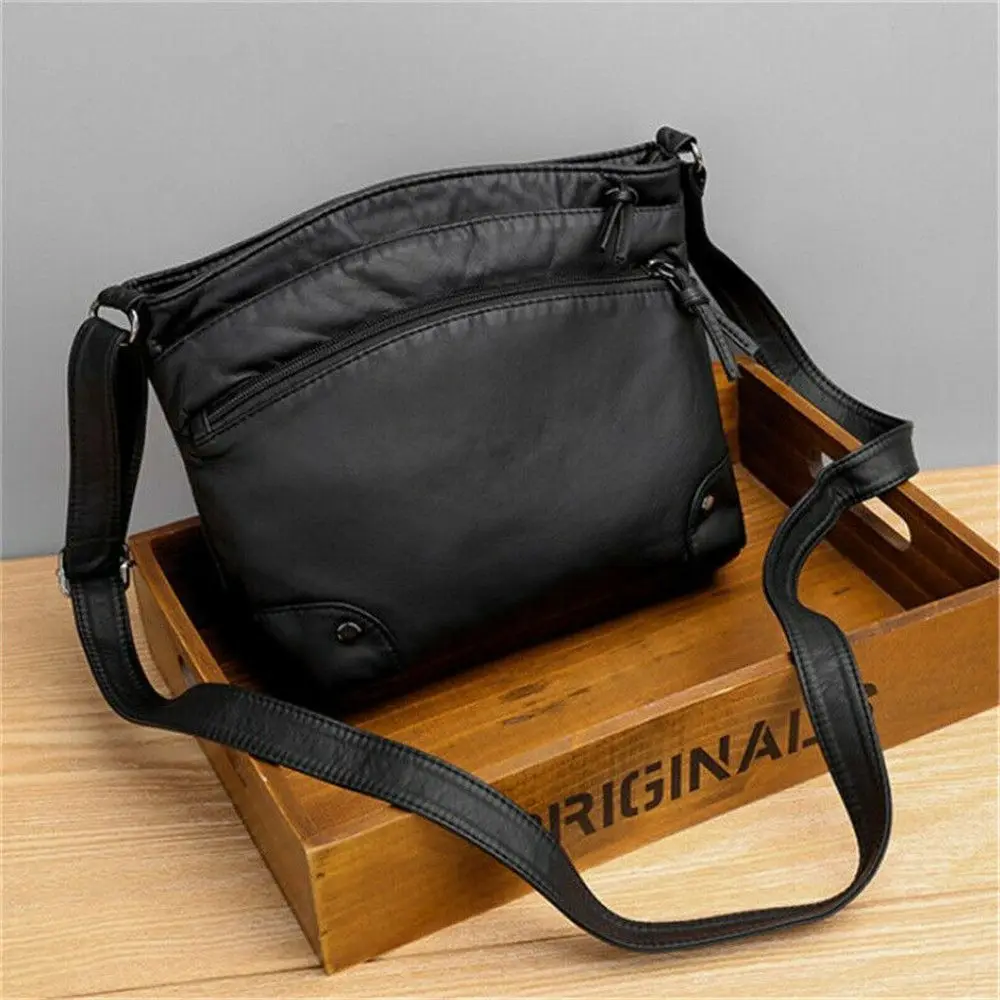 

Black Vintage PU leather Shoulder Crossbody Bag Fashion Women Messenger Bags Female Casual Handbags Portable Small Travel Purses