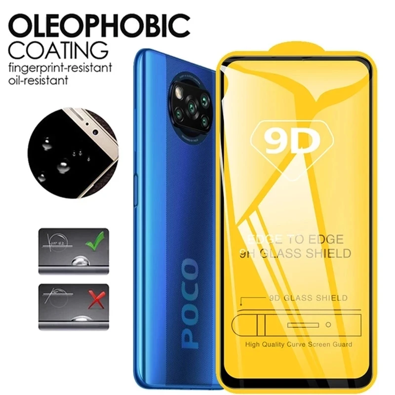 9D Tempered Glass for Mi Poco X3 F3 F5 M3 M4 11T Pro Screen Protector for Xiaomi Redmi Note 12 10 9 8 11 Pro 10s 9s 9A 9C Glass