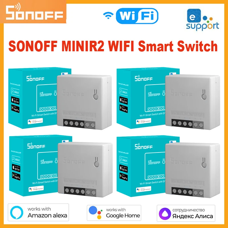 

SONOFF MINIR2 Wifi DIY Switch Mini R2 2 Way Modules EWeLink APP Wireless Remote Control Work With Alexa Google Home Automation