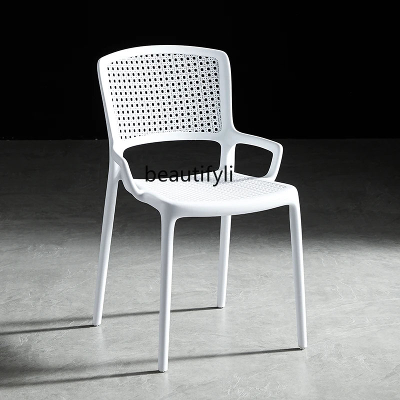 

yj Modern Minimalist Chair with Armrest Backrest Nordic Plastic Stool Four-Leg Thickened Leisure Chair Outdoor