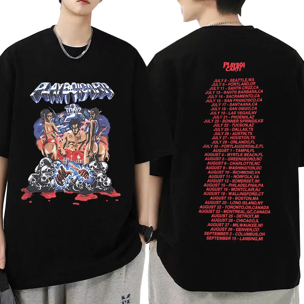 

Rapper Playboi Carti Graphic Print T-Shirt Men Female Fashion Hip Hop T Shirt Gothic Vintage Style Oversize T-shirts Streetwear
