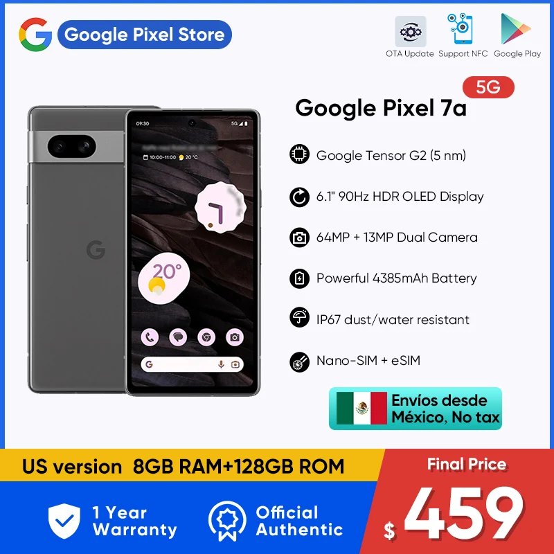 

Google Pixel 7a 5G 8G RAM 128 ROM 6.71" AMOLED Display IP67 Dust/Water Resistant 64MP Camera Android