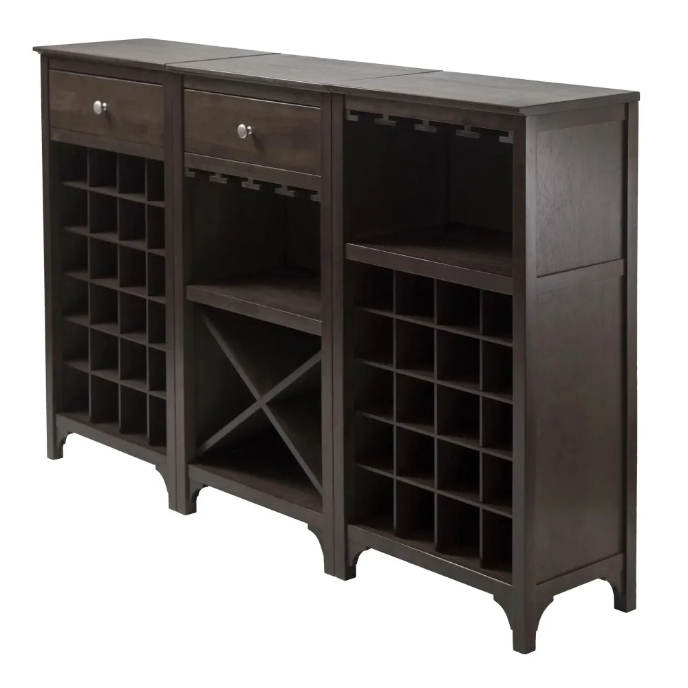 

Wood Ancona 3-Pc Modular Wine Display Cabinet Set, Espresso Finish,free ,Modular kit consisting of three cabinets,shipping