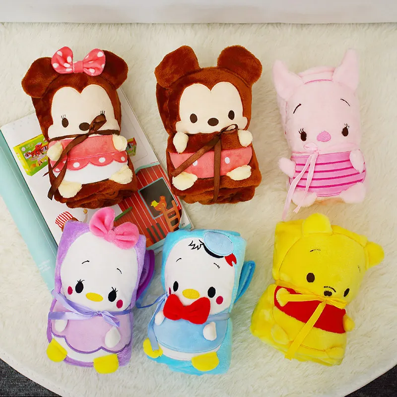 

Disney animation around Mickey Minnie Pooh Bear Daisy facecloth children's blanket small blanket plush toys doll gift