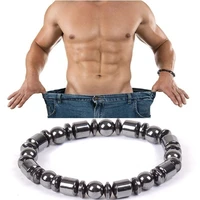 magnetic black hematite bracelet for couple healing beads bracelet weight loss hematite braided bracelets men health jewelry
