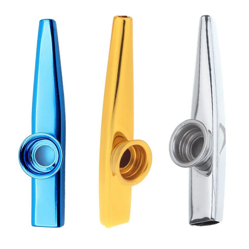 

Kazoo Aluminum Alloy Metal With 5 Pcs Gifts Flute Diaphragm For Children Music-Lovers, Gold & Blue & Silver(3Set)