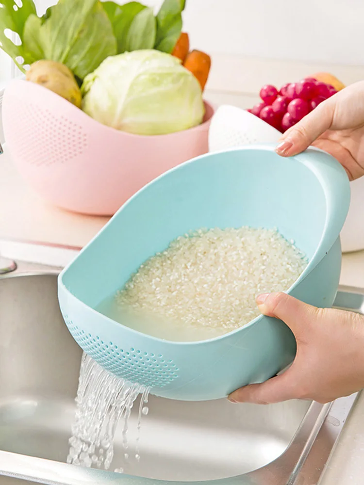 

Food Grade Plastic Rice Beans Peas Washing Filter Strainer Basket Sieve Drainer Cleaning Gadget Kitchen Accessories