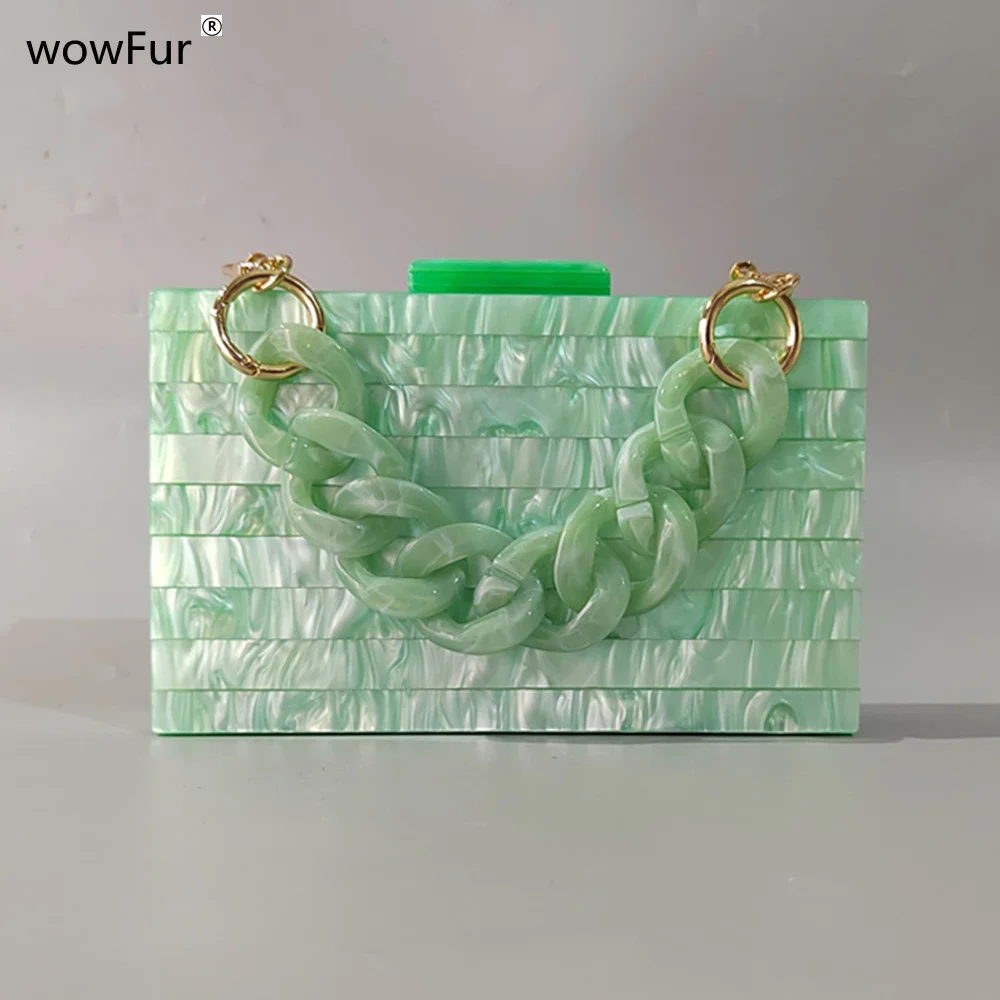 

Brand Pearl Light Green Mother Of Acrylic Clutches Wallets Women's Luxury Handbags Evening Bag Tasche Box Party Flap Chain Purse