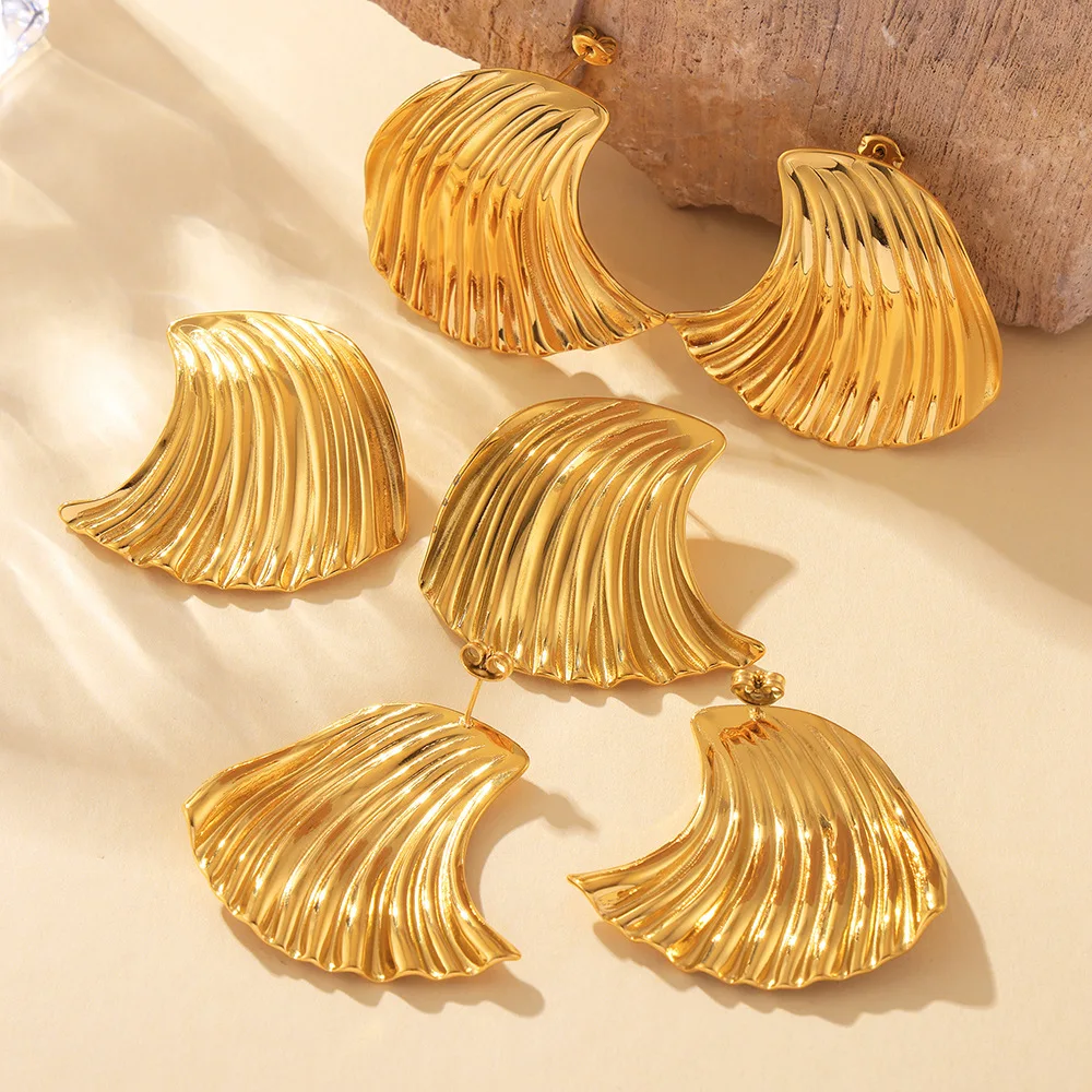 Серьги из нержавеющей стали для женщин волнистые серьги в форме хула