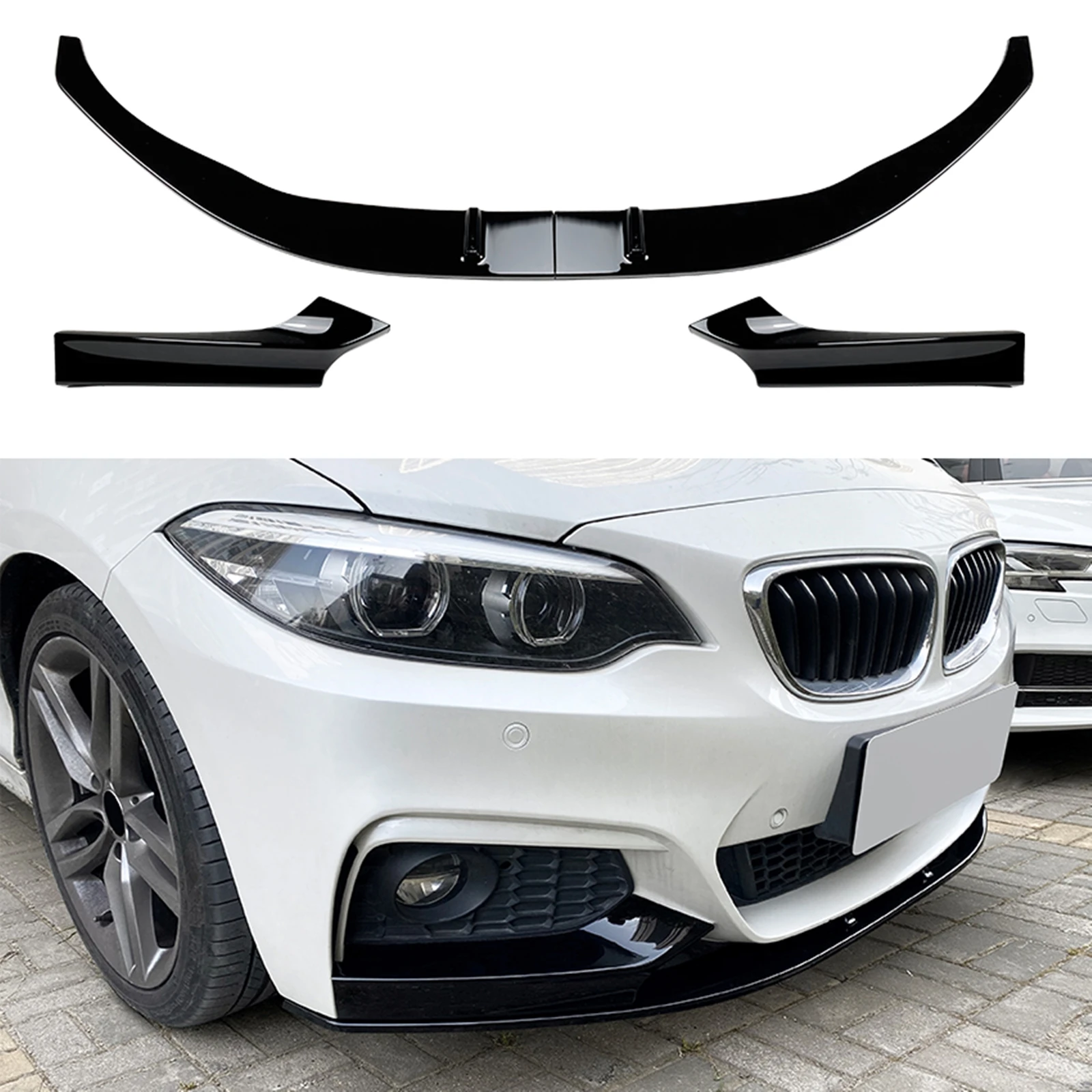 

Car Front Bumper Lip Spoiler Side Splitter Cover Guard Lower Blade Trim For BMW 2 Series M Sport F22 F23 2014-2021
