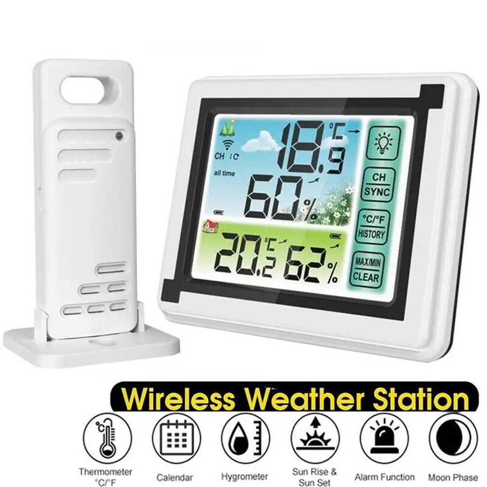 

Indoor/outdoor Wireless Thermometer Large Colorful Screen Temperature and Humidity Monitor Weather Station Clock Measuring Tools