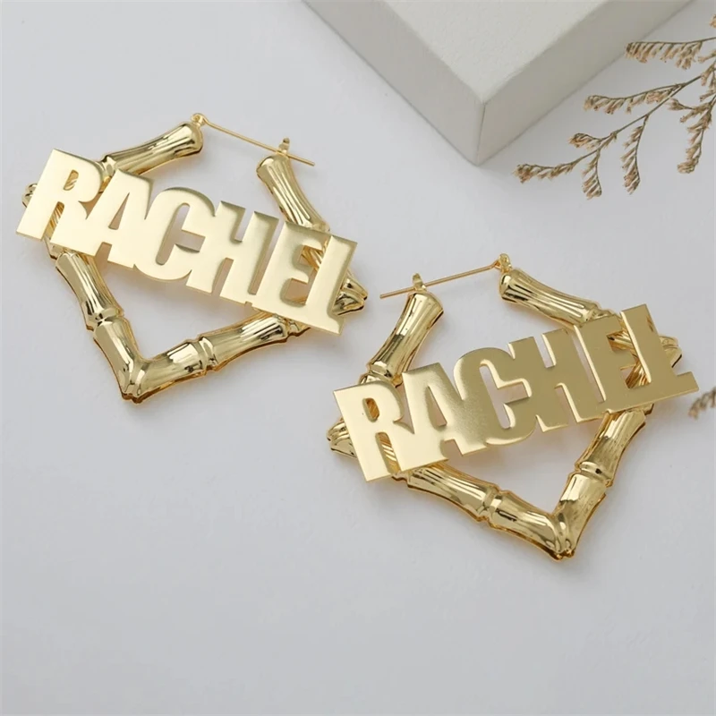 

Большие серьги-кольца из нержавеющей стали, с бамбуком