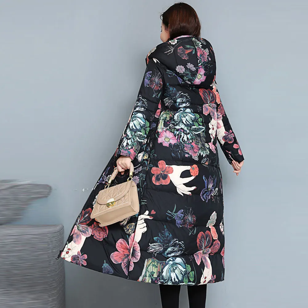 Real Shot Quality Down Jacket Women 2023 Spring New Fashion Fancy Hooded Medium Length Thick Warm 90 White Duck Down Coat Female