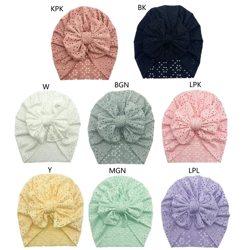 

Newborn Fetal Hat Summer Hollow Breathable Baby Bow Knotted Polyester Hats for Newborn Infant Headwear Baby Shower