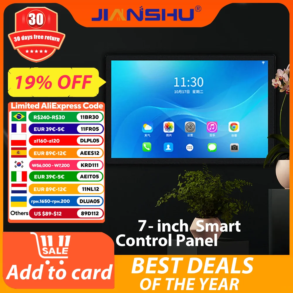 Приборная панель Jianshu для умного дома на Android, 7-дюймовый ...