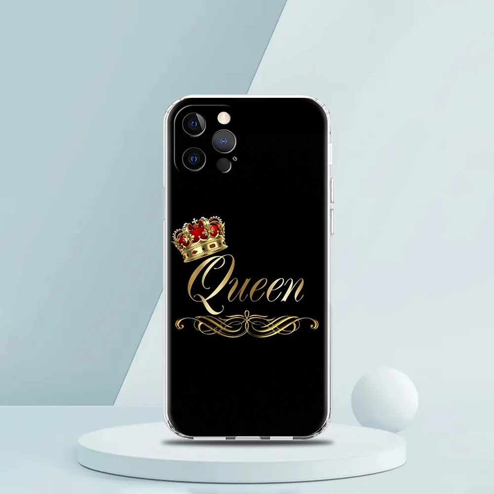 Корона король и королева прозрачный силиконовый чехол для телефона iPhone 15 14 13 12 11