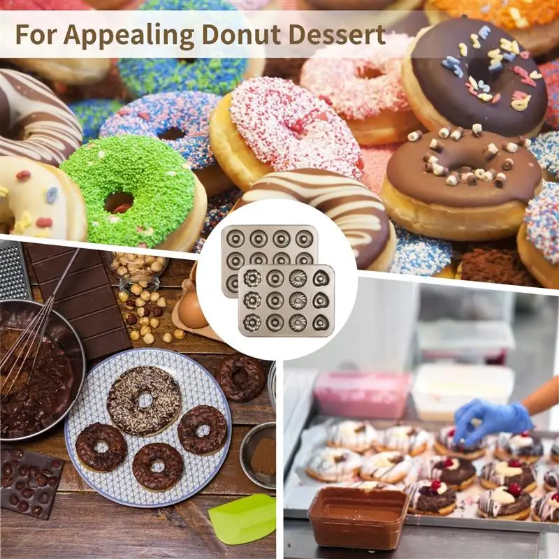 2 шт. формы для торта в форме пончика 12 слотов полоску жестяные цветочного