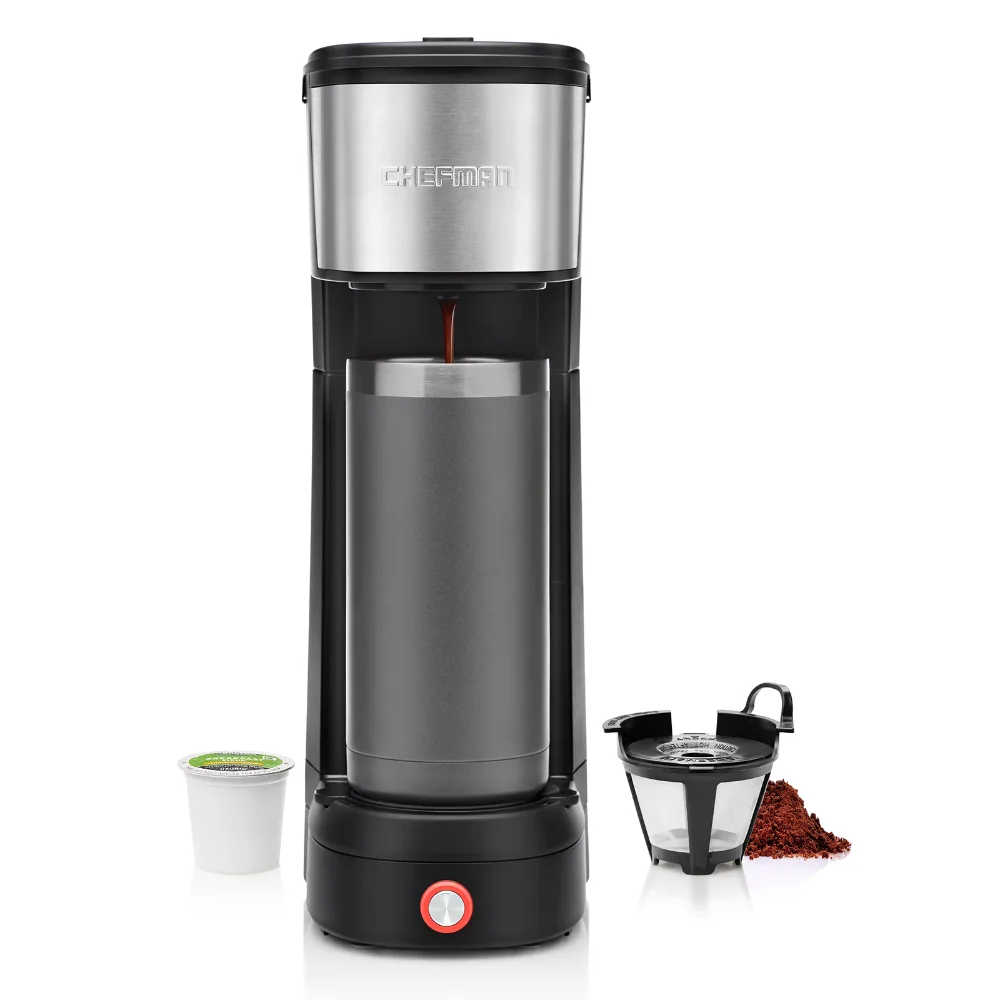 

Chefman InstaCoffee 14 Oz Single Serve Coffee Maker, Black Portable Coffee Maker Coffee Maker Machine Espresso