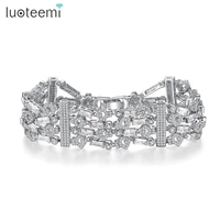 luoteemi 4 layer luxury women bracelet silver gold cubic zirconia chain link bracelet for brides wedding party jewelry pulseira