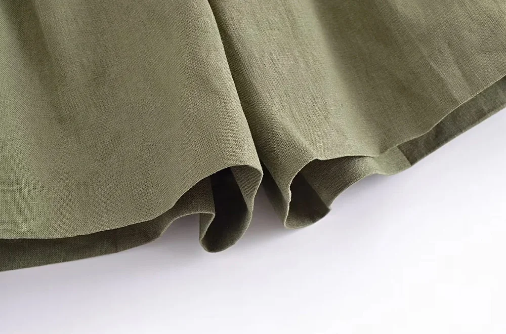 TRAF Women Fashion Side Pockets Front Darts Linen Shorts Vintage High Waist Zipper Fly Female Casual Clothes Short Pants Mujer