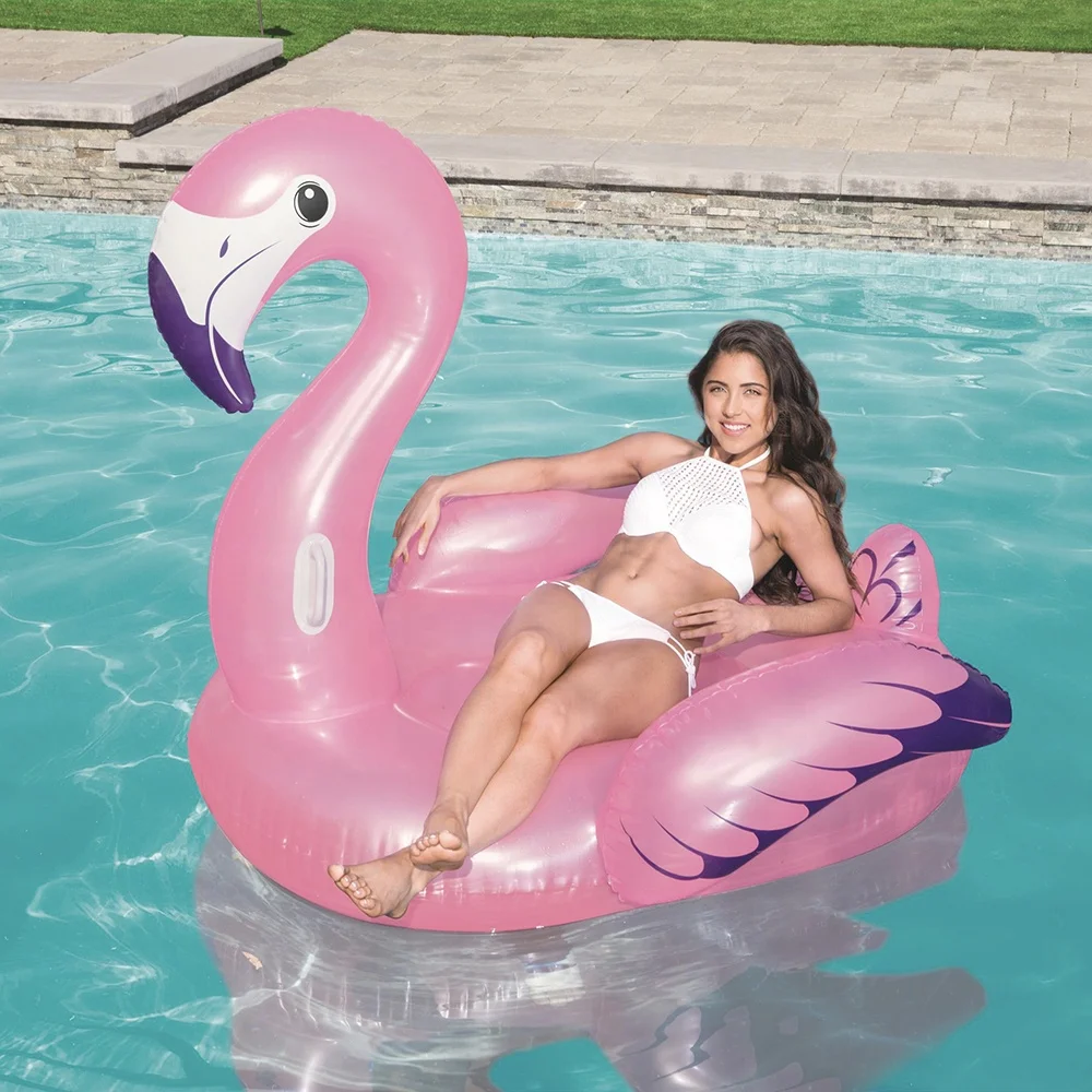 Bestway 41119 Hot Adult Water Pool Ring Large Pink Gold Animal Inflatable Swimming Float
