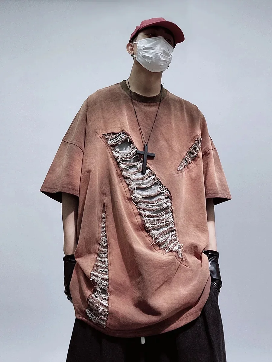 Тяжелая футболка с коротким рукавом в американском стиле хип-хоп модный