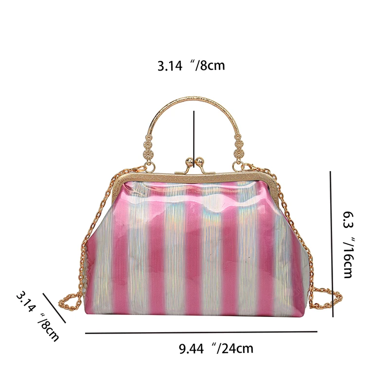 Повседневная сумка через плечо в полоску женская дизайнерская блестящая