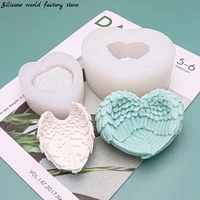 silicone world diy angel wings candle holder storage tray silicone mold clay epoxy resin homemade storage box molds decoration