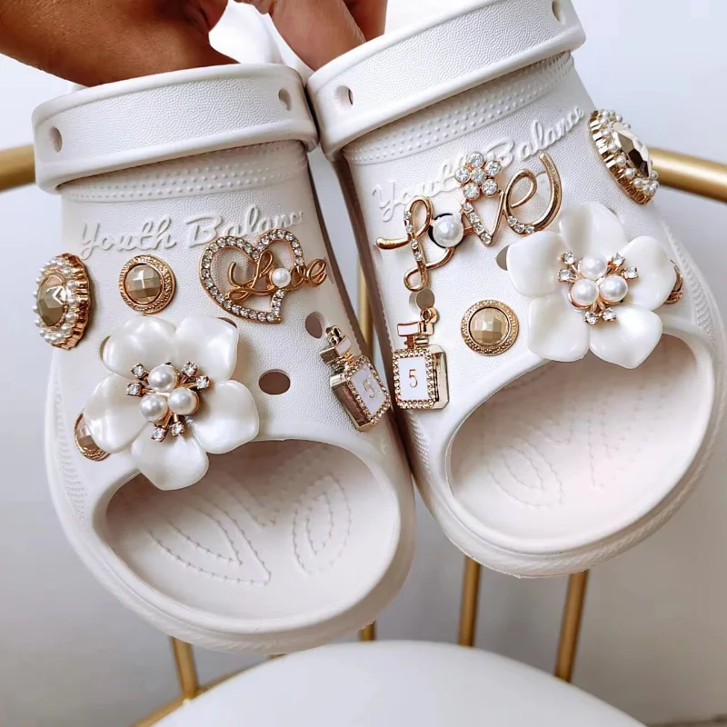 5Pc-30Pc/Set Creative Jewelry Plastic Metal Pearl Material Garden Shoe Decorations For Backpack Croc Jibz Charm Party Present