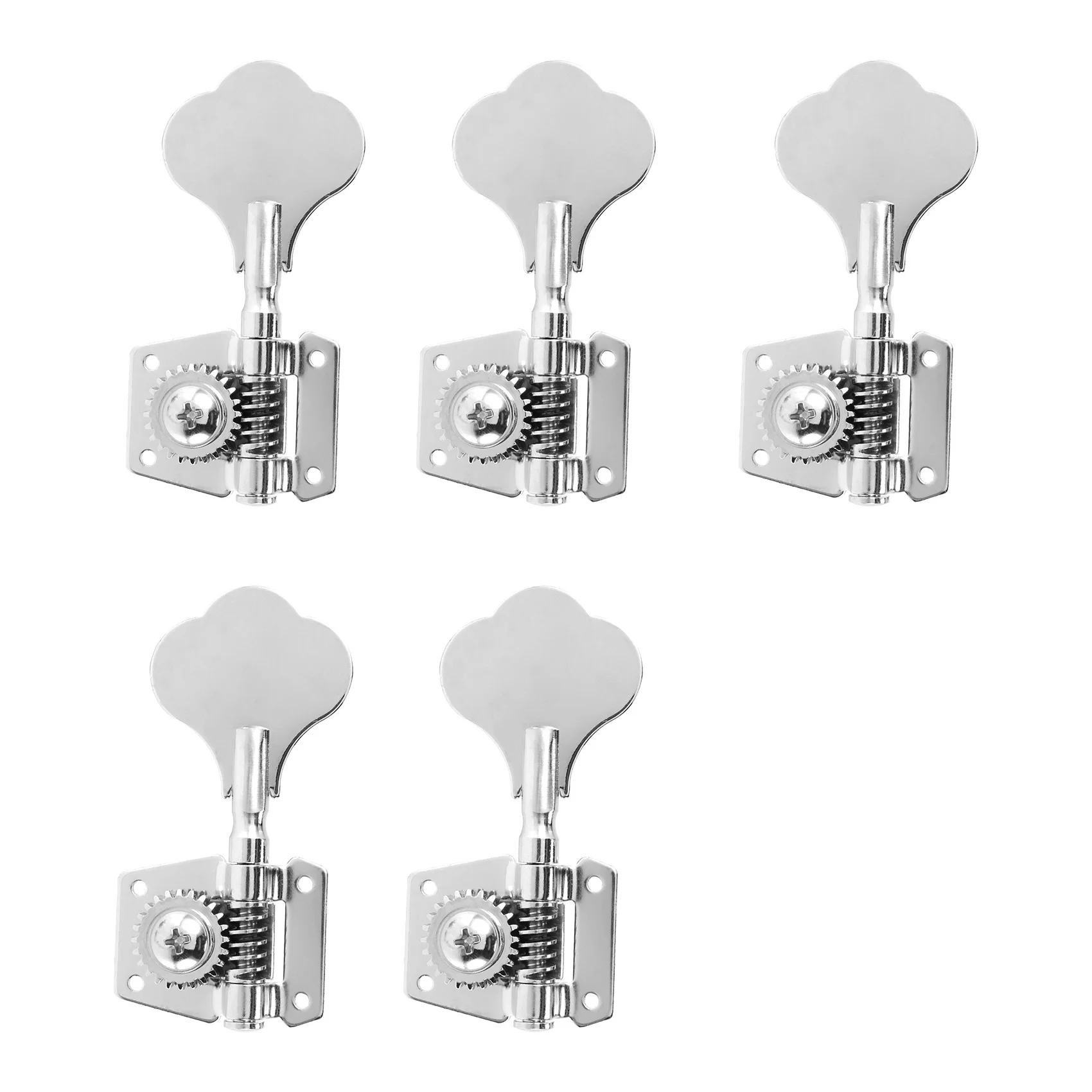 

5Pcs Guitar Accessory Vintage Open Guitar Tuning Keys Pegs Machine Heads Tuners Black 1L4R for 5 Strings Silver