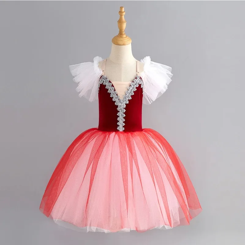 Балетное платье для девочек длинное романтическое платье-пачка принцессы на