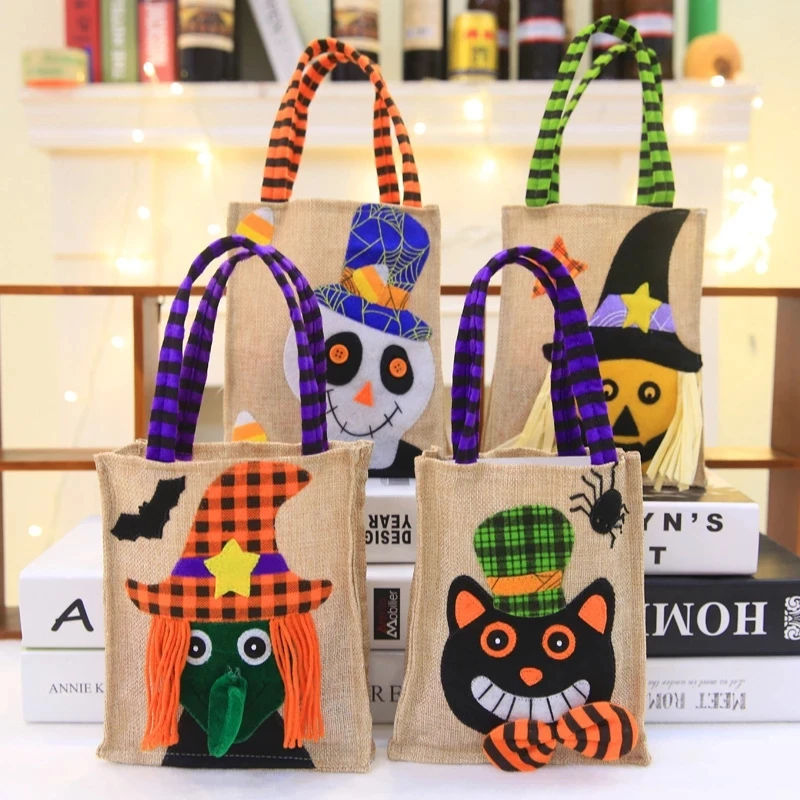 

Halloween Tote Bags Loot Party Kids Pumpkin Trick Or Treat Tote Candy Bag Halloween Candy Storage Bucket Portable Gift Basket
