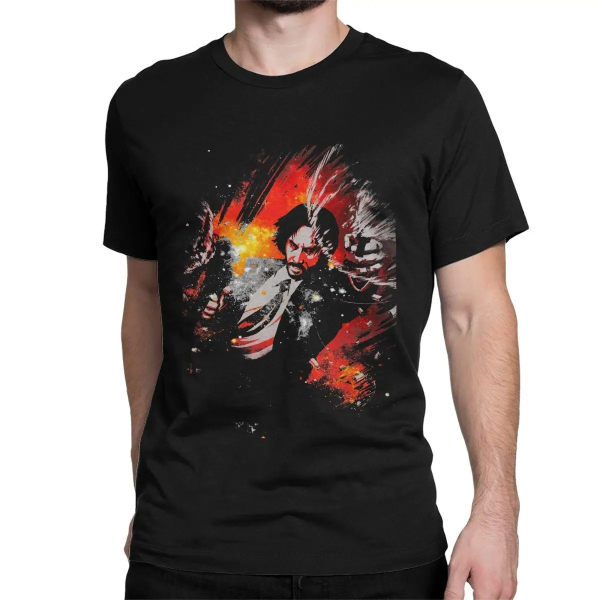 

Men's T-Shirt John Wick Leisure Cotton Tees Short Sleeve Revenge Assassin T Shirts O Neck Clothing Printed