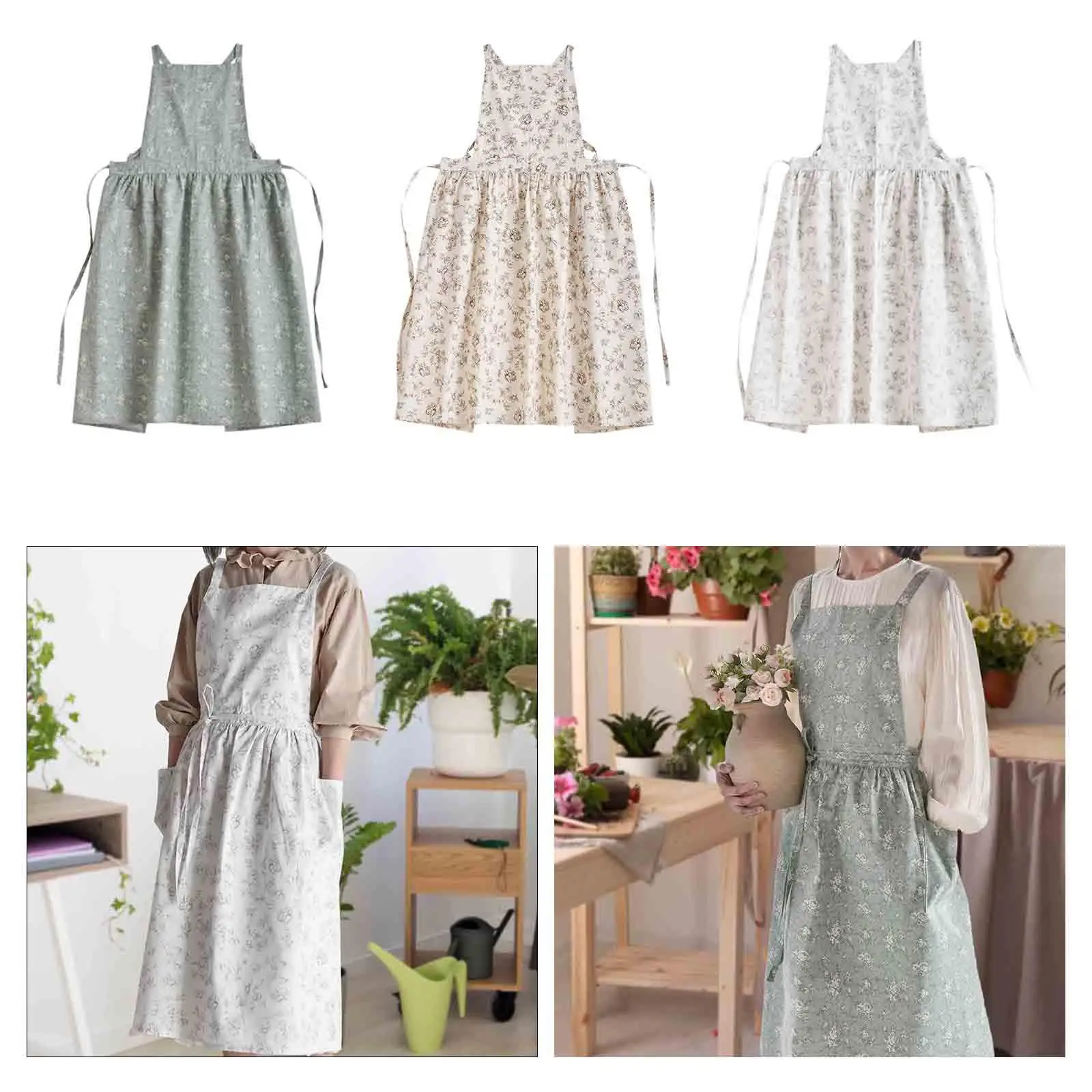 Фартук с рисунком легкий мягкий цветочный узор в американском стиле для кухни